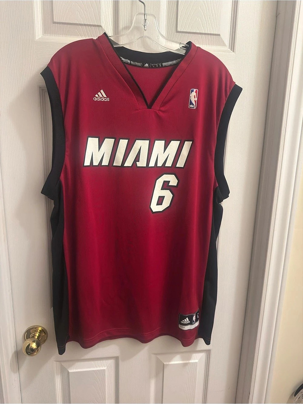 adidas LeBron James Miami Heat Alternate Swingman Jersey Red & Black Large